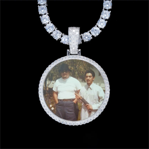 925S & VVS Moissanite 3D Circle Custom Picture Pendant