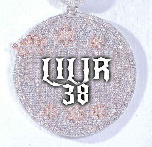 CUSTOM LETTER NECKLACE 3D BIG CROWN DISC