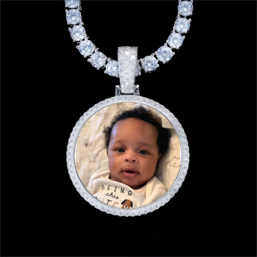 925S & VVS Moissanite 3D Circle Custom Picture Pendant