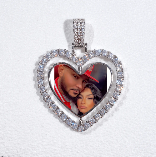 3D Spinning 2-Faced Heart Custom Picture Pendant