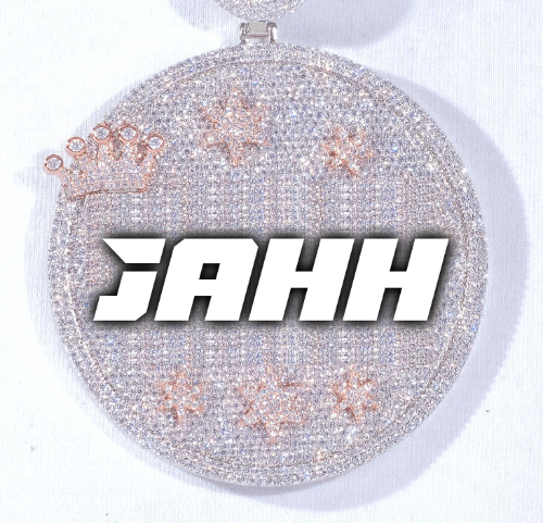 CUSTOM LETTER NECKLACE 3D BIG CROWN DISC