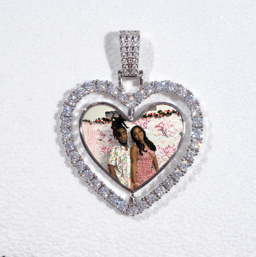 3D Spinning 2-Faced Heart Custom Picture Pendant
