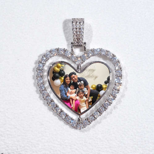 3D Spinning 2-Faced Heart Custom Picture Pendant