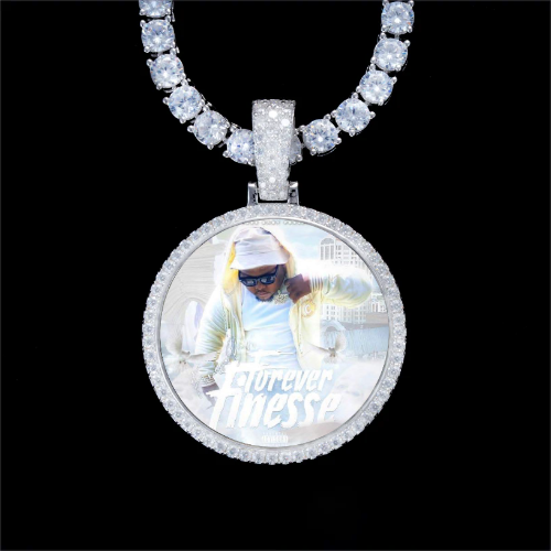 925S & VVS Moissanite 3D Circle Custom Picture Pendant