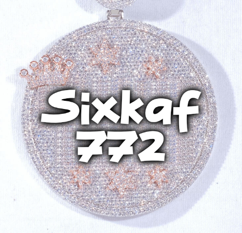 CUSTOM LETTER NECKLACE 3D BIG CROWN DISC