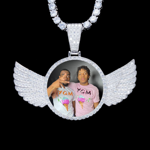 925S & VVS Moissanite 3D Wing Custom Picture Pendant