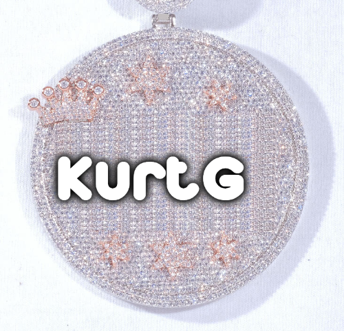 CUSTOM LETTER NECKLACE 3D BIG CROWN DISC