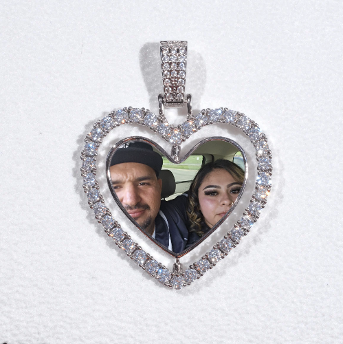 3D Spinning 2-Faced Heart Custom Picture Pendant