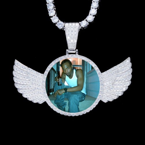 925S & VVS Moissanite 3D Wing Custom Picture Pendant