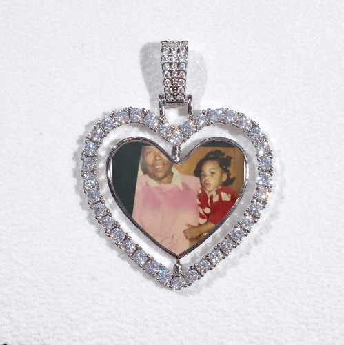 3D Spinning 2-Faced Heart Custom Picture Pendant