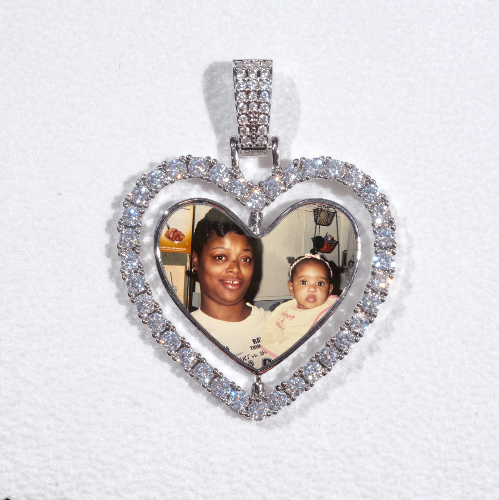 3D Spinning 2-Faced Heart Custom Picture Pendant