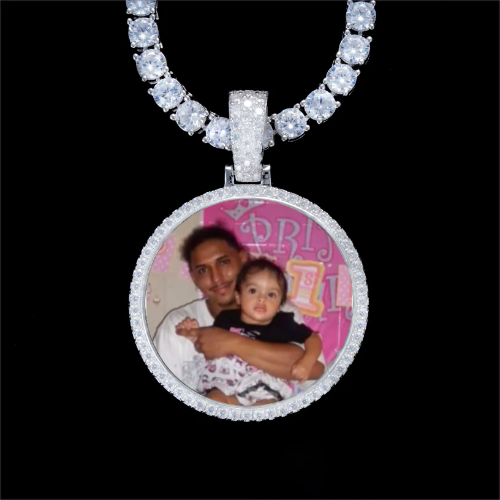 925S & VVS Moissanite 3D Circle Custom Picture Pendant