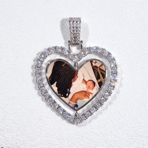 3D Spinning 2-Faced Heart Custom Picture Pendant