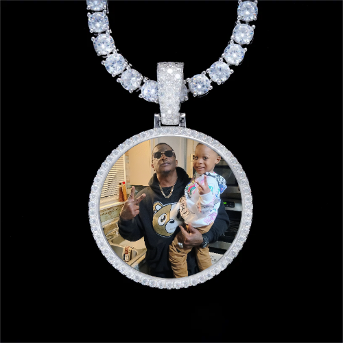 925S & VVS Moissanite 3D Circle Custom Picture Pendant