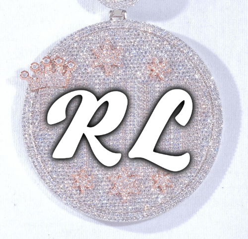 CUSTOM LETTER NECKLACE 3D BIG CROWN DISC
