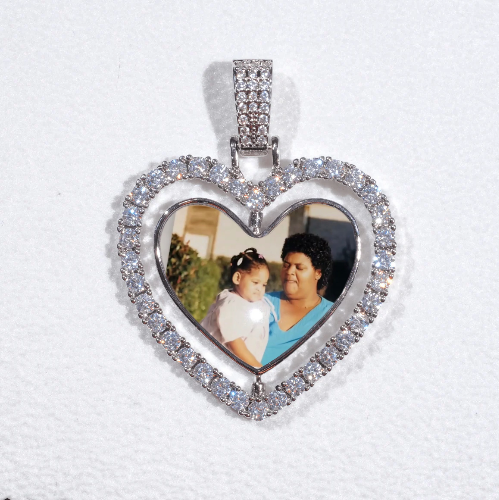 3D Spinning 2-Faced Heart Custom Picture Pendant