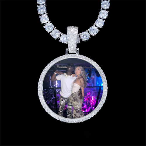 925S & VVS Moissanite 3D Circle Custom Picture Pendant