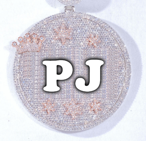 CUSTOM LETTER NECKLACE 3D BIG CROWN DISC
