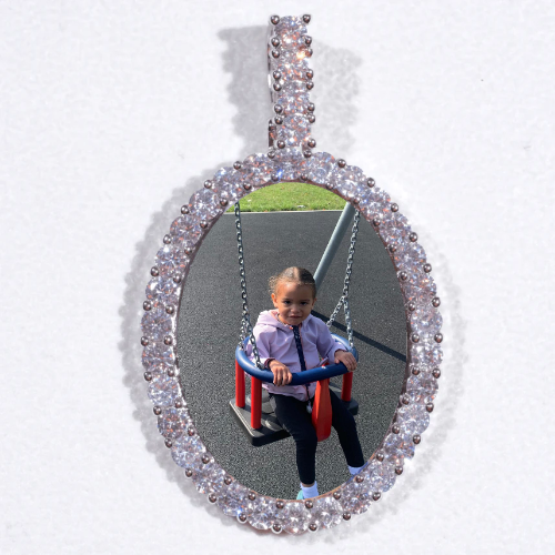 Large 3D Oval Custom Picture Pendant