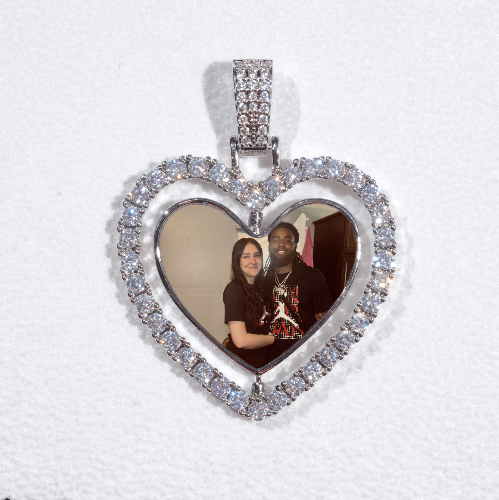 3D Spinning 2-Faced Heart Custom Picture Pendant