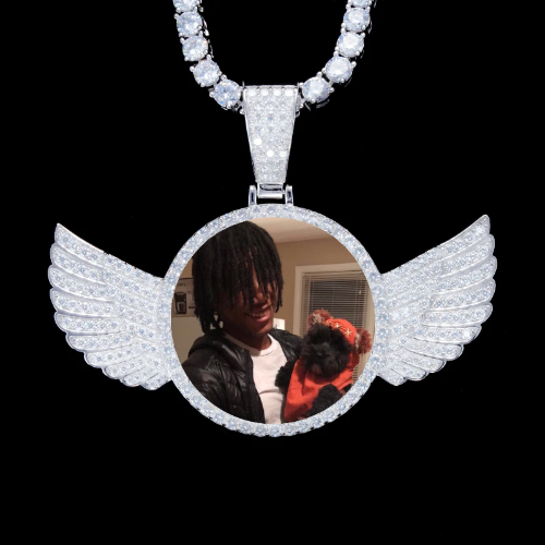 925S & VVS Moissanite 3D Wing Custom Picture Pendant