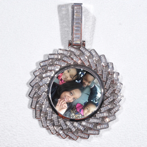 Large 3D Baguette Custom Picture Pendant