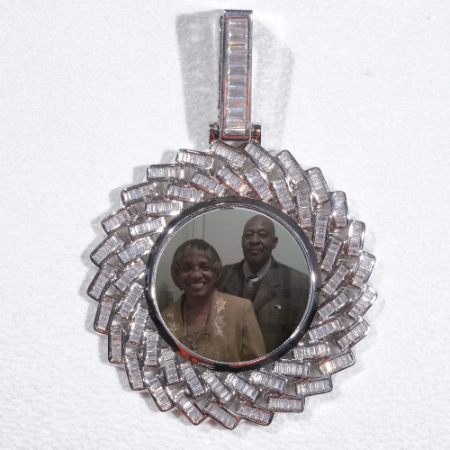 Large 3D Baguette Custom Picture Pendant