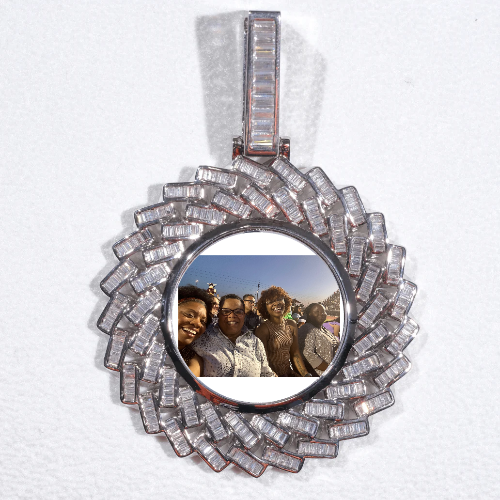 Large 3D Baguette Custom Picture Pendant