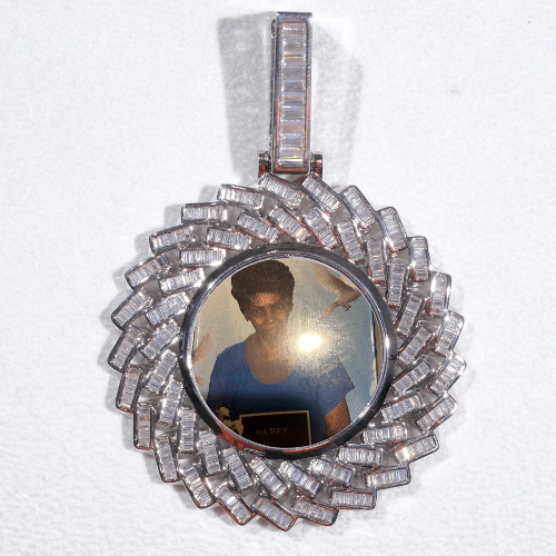 Large 3D Baguette Custom Picture Pendant