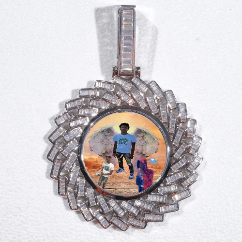 Large 3D Baguette Custom Picture Pendant