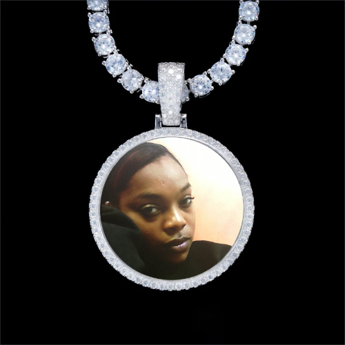 925S & VVS Moissanite 3D Circle Custom Picture Pendant