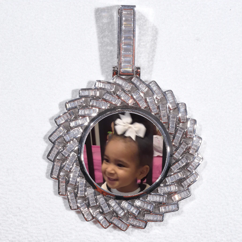 Large 3D Baguette Custom Picture Pendant