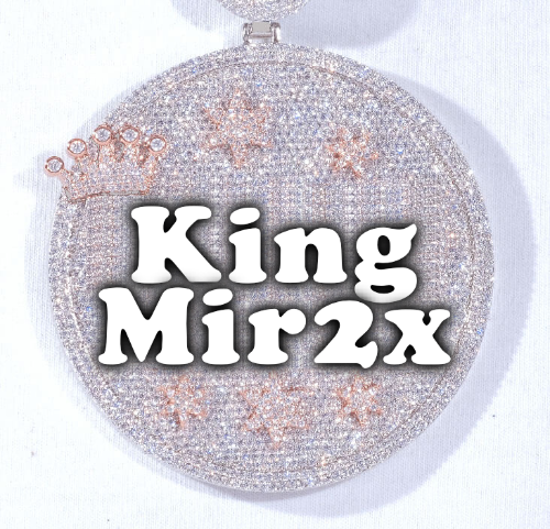 CUSTOM LETTER NECKLACE 3D BIG CROWN DISC