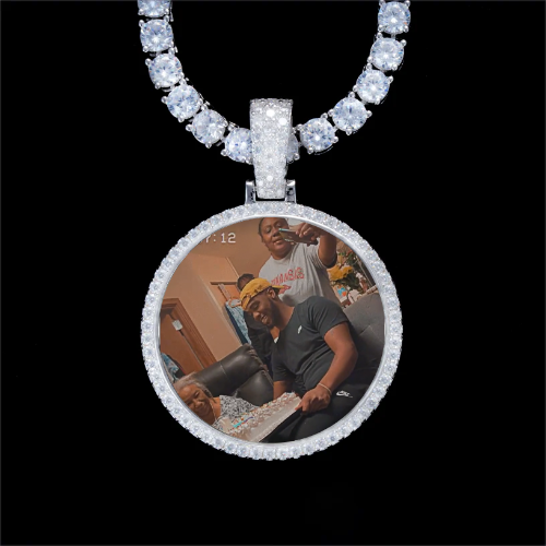 925S & VVS Moissanite 3D Circle Custom Picture Pendant