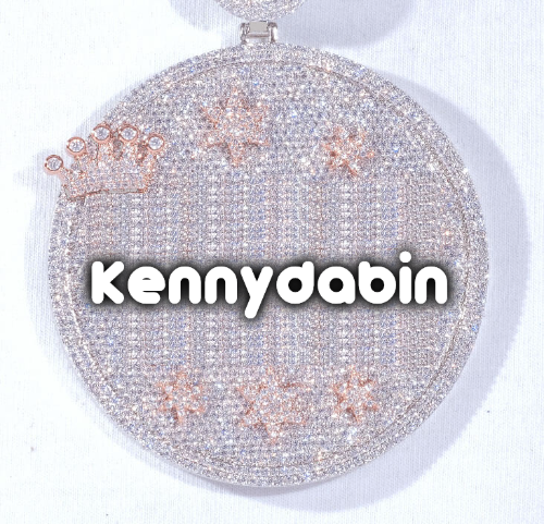 CUSTOM LETTER NECKLACE 3D BIG CROWN DISC