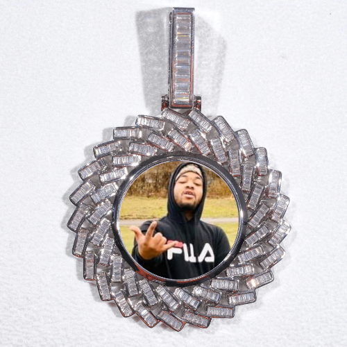 Large 3D Baguette Custom Picture Pendant