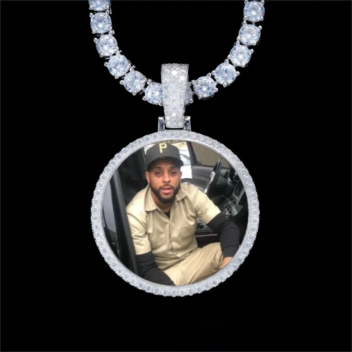 925S & VVS Moissanite 3D Circle Custom Picture Pendant