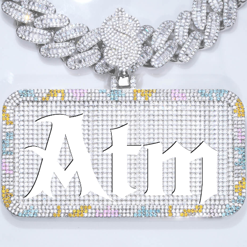 CUSTOM LETTER NECKLACE 3D COLORFUL SQUARE
