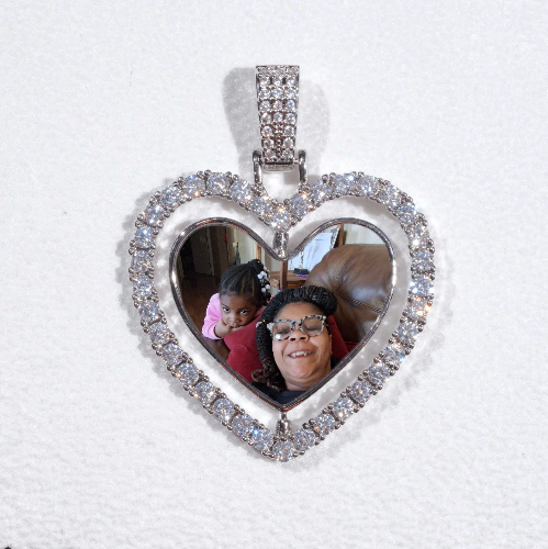 3D Spinning 2-Faced Heart Custom Picture Pendant