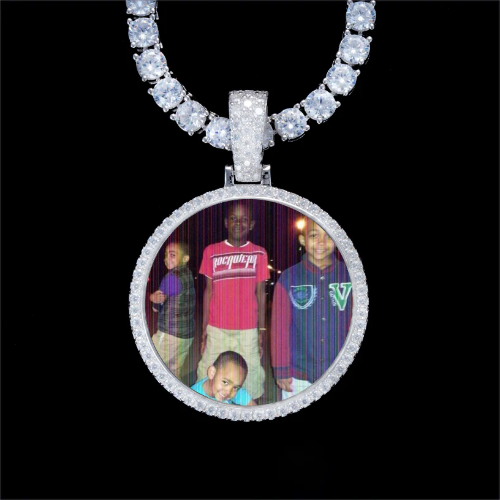 925S & VVS Moissanite 3D Circle Custom Picture Pendant