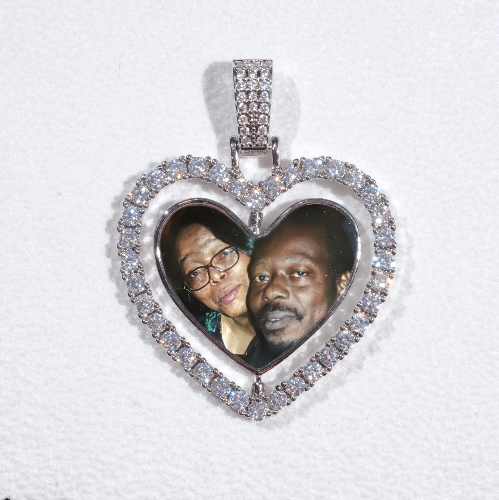 3D Spinning 2-Faced Heart Custom Picture Pendant