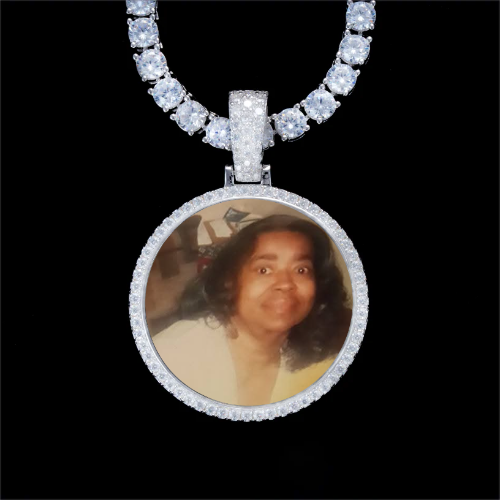 925S & VVS Moissanite 3D Circle Custom Picture Pendant