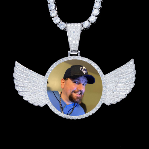 925S & VVS Moissanite 3D Wing Custom Picture Pendant