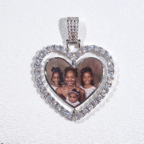 3D Spinning 2-Faced Heart Custom Picture Pendant