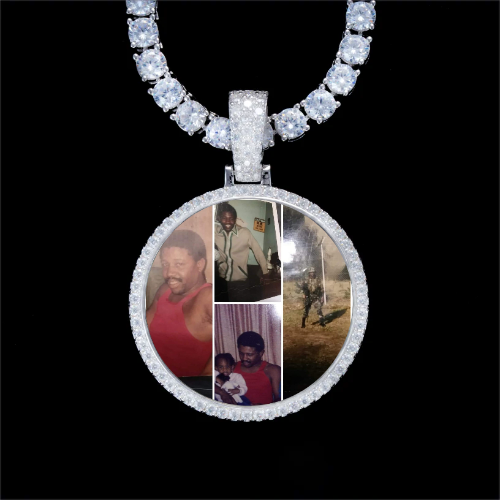 925S & VVS Moissanite 3D Circle Custom Picture Pendant