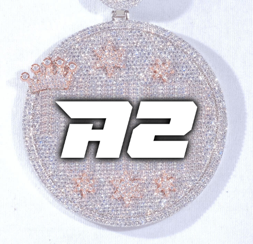 CUSTOM LETTER NECKLACE 3D BIG CROWN DISC