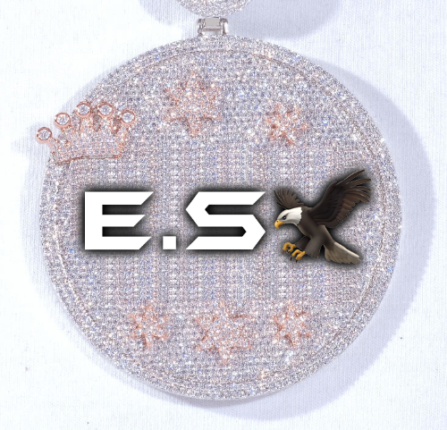 CUSTOM LETTER NECKLACE 3D BIG CROWN DISC