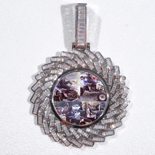 Large 3D Baguette Custom Picture Pendant