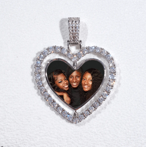 3D Spinning 2-Faced Heart Custom Picture Pendant