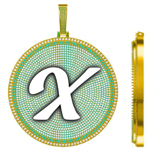 CUSTOM LETTER NECKLACE 3D BIG DISC